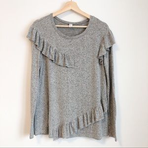 Bp cozy soft fabric ruffle long sleeve top